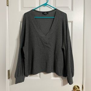 Lulus Oversized Knit V-Neck Long Sleeve - Medium